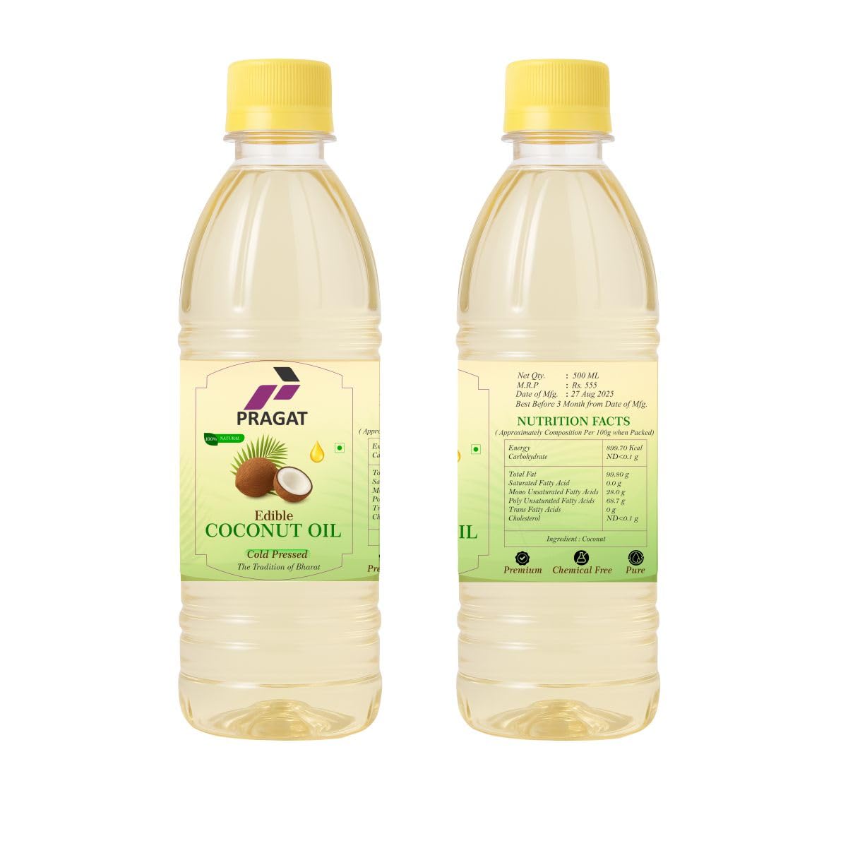 Cold Pressed Coconut Oil 500ml | Wood Pressed Virgin Coconut Oil | 100% Pure Natural Oil | Lakdi Ghani Nariyal Tel | Unrefined Edible Oil For Cooking, Hair & Skin Care | Chemical Free - Image 2