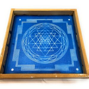Charged Sri Yantra Kolam Rangoli Stencil Wooden, Rangoli Sacha Wooden, 1 Piece (10x10 Inches)