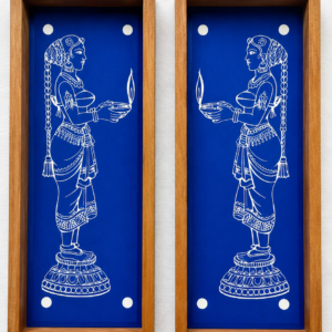 Deep Lakshmi Lady Pair Design Rangoli Sacha (12 x 5 Inch each) Set of 2