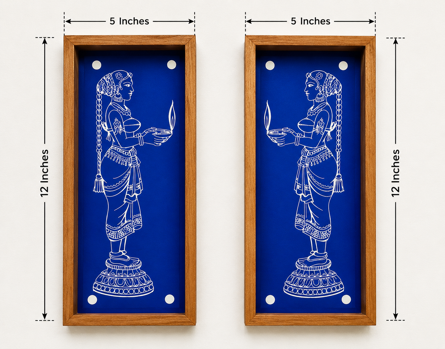 Deep Lakshmi Lady Pair Design Rangoli Sacha (12 x 5 Inch each) Set of 2 - Image 2