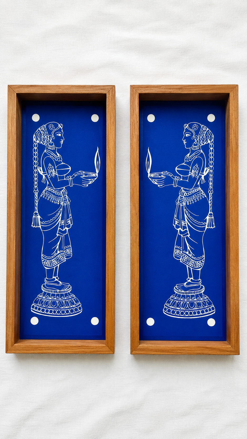 Deep Lakshmi Lady Pair Design Rangoli Sacha (12 x 5 Inch each) Set of 2