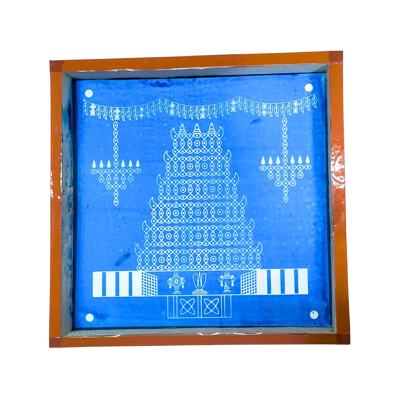 Gopuram Temple Rangoli Design Stencil (10x10 Inches)