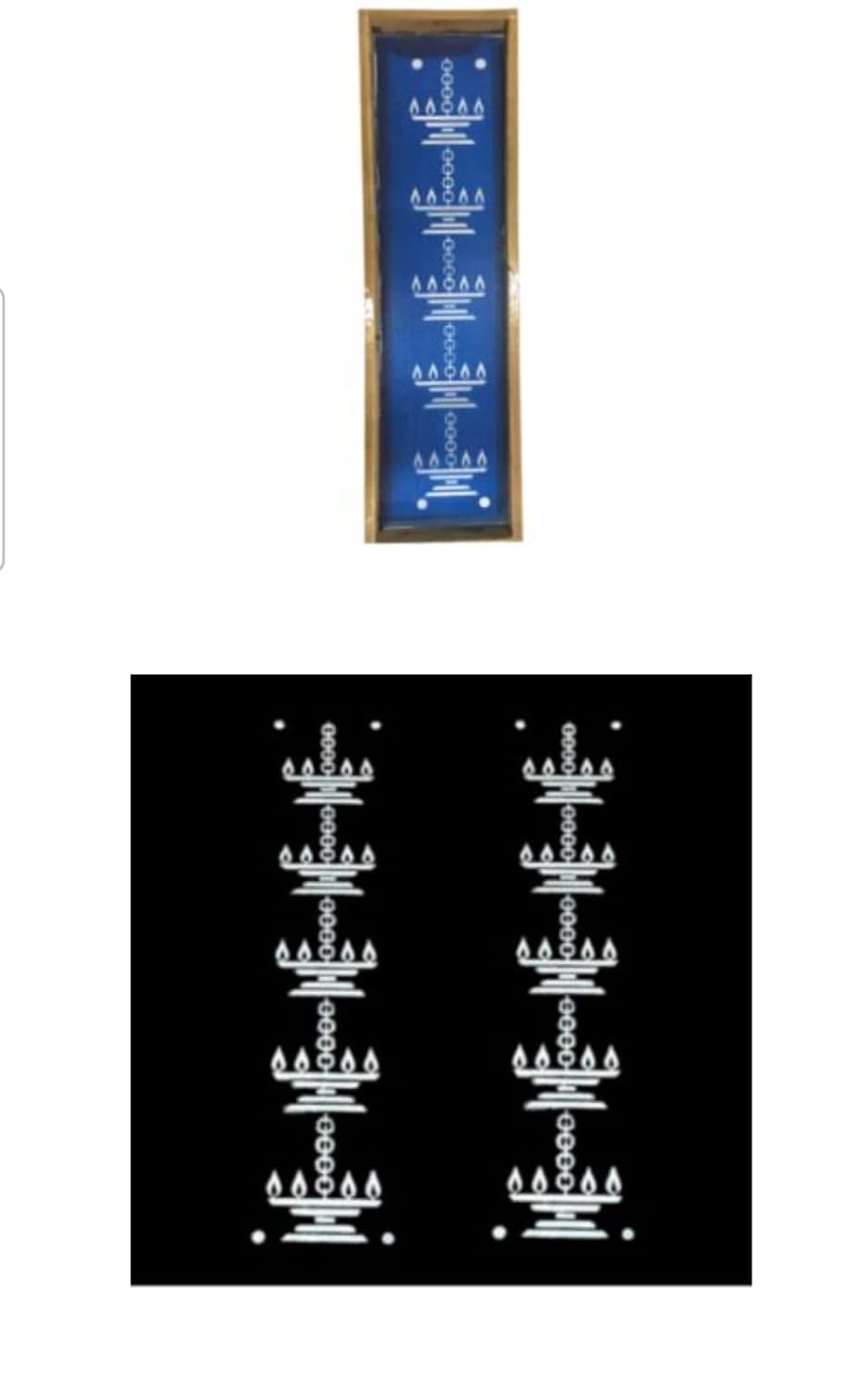 Hanging Diya Border Rangoli Stencil Wooden, Rangoli Sacha Wooden, 1 Piece (17x5 Inches) Rigid Make | Hanging Lamp Rangoli Border | Hanging Deepam Border Rangoli Stencil - Image 2