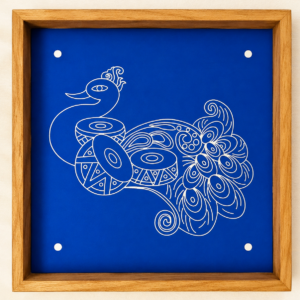 PRAGAT Peacock Design 4 Wooden Rangoli Stencil | Traditional Sacha for Festivals, Home Décor & Puja (10x10)